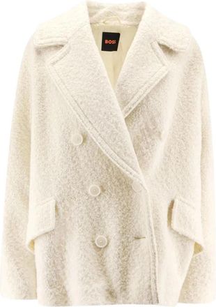 HUGO BOSS Cabani Jas - Dames - Mantel - Wit - XL - Wol - Jassen