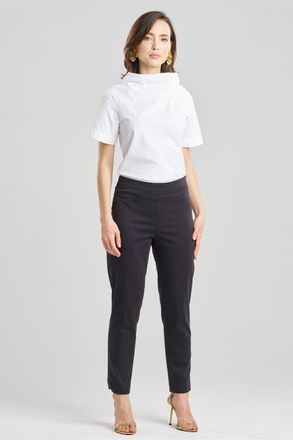 Natori COTTON CHINO Side Zip Tapered Pant in Black at Nordstrom, Size 10