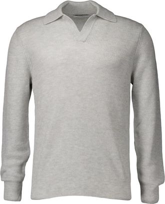 Gran Sasso Geribbelde Trui met Polokraag - Heren - Polos - Grijs - L - Katoen - Tops