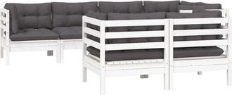 vidaXL Muebles De Jard&iacute;n 7 Pzas Y Cojines Blanco Madera Maciza De Pino Vidaxl