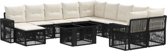 vidaXL Conjunto De Sof&aacute;s De Jard&iacute;n 12 Uds. Negro Y Blanco Crema Vidaxl