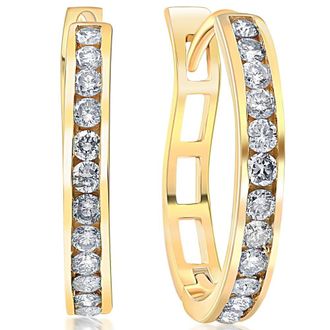 Pompeii3 1/2Ct Diamond Hoops in 10k White or Yellow Gold