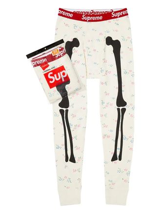 SUPREME x Hanes bones-print thermal pants - Neutrals