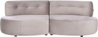 Beliani 3 Seater Sofa Taupe Velvet Upholstery Curved Couch without Armrests Modern Living Room LAERDAL