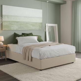 Dmora Dmora - Cama Matrimonial Dgraus, Cama Contenedor Con Revestimiento De Tela, 100% Made In Italy, Apertura Frontal, Adecuado Para Colch&oacute;n Cm 160x200, Be