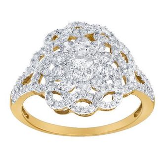 LuvMyJewelry Caeloria 0.95 Cts Natural Diamond Floral Cluster 14K Gold Ring in 14K Yellow Gold at Nordstrom, Size 7