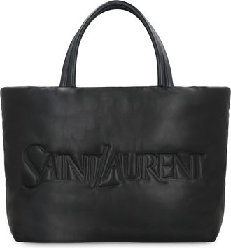 Saint Laurent Mens Quilted Leather Tote Black Metal Bags