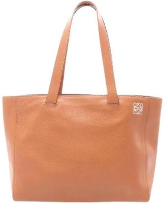 Loewe Pre-owned East West Shopper Small Leather Tote Bag - Dames - Vintage Shopper - Bruin - ONE Size - Leer - Vintage
