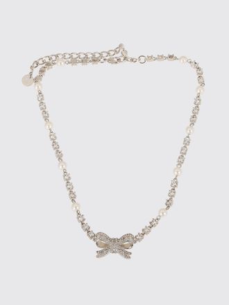 Self Portrait Collana girocollo in ottone con cristalli e perle sintetiche