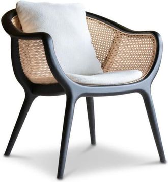 PIB Sill&oacute;n de mimbre y fresno macizo negro