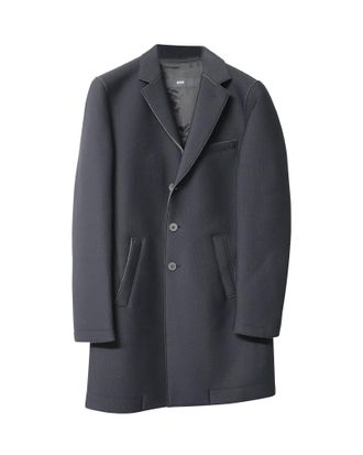 HUGO BOSS Pre-owned Mens Single-Breasted Coat in Black Polyamide - Size Small