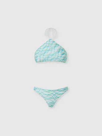 Missoni Bikini In Shaded Lam&eacute; Viscose With Halterneck Top in White & Light Blue at Nordstrom, Size 40 It