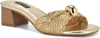 Nine West Gerry Block Heel Sandal in Gold at Nordstrom, Size 9.5