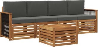 vidaXL Conjunto De Sof&aacute;s De Exterior 5 Uds. Natural Y Antracita Vidaxl