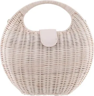 Nina Kava Rattan Handbag in White at Nordstrom