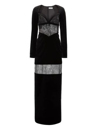 Nina Ricci velvet lace-insert dress - Black