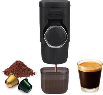 OEM Cafetera Port&aacute;til 2 En 1 - Manual - 15 Bares - Negra