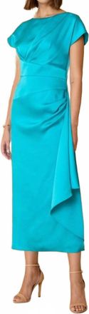 Carla Ruiz Pleated Midi Dress In Turquoise