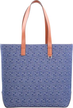 Fendi Denim Shopper met Ff/C Design - Heren - Shoppers - Blauw - ONE Size - Denim - Tassen