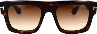Tom Ford Geometrische zonnebril met T-logo - unisex - Zonnebrillen - Bruin - 53 MM - Accessoires