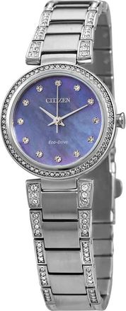 Citizen Eco-Drive Crystal Blue Mother of Pearl Dial Ladies Watch EM0840-59N