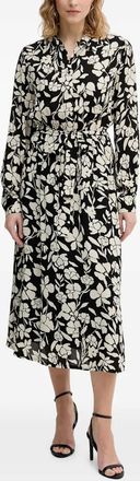 Benetton Midi-jurk met bloemenprint - Zwart