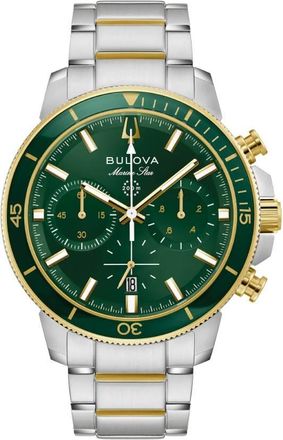 Bulova Marine Star Chronograph Quartz Green Dial Mens Watch 98B469