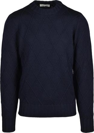 FILIPPO DE LAURENTIIS Truien & Vesten, Heren, Blauw, XL, Wol, Maglione Intrecciato Girocollo