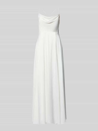 Vera Mont Abendkleid mit r&uuml;ckseitiger Schn&uuml;rung und Wasserfall-Ausschnitt in Offwhite, Gr&ouml;&szlig;e 32