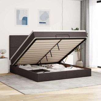 vidaXL Estructura Cama Otomana Colch&oacute;n Tela Marr&oacute;n Oscuro 160x200 Cm Vidaxl