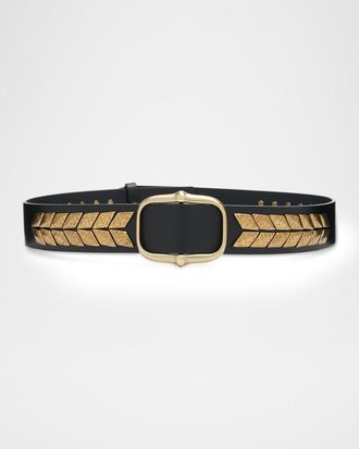 Isabel Marant Belja Metal-Embellished Leather Belt