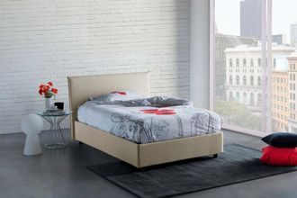 Talamo Italia Talamo Italia - Cama De Plaza Y Media Asmara, Cama Contenedor Con Revestimiento De Tela, 100% Made In Italy, Apertura Frontal, Con Colch&oacute;n Cm 120x190 