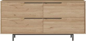 Concept Usine Aparador de 4 puertas con acabado en madera y metal negro 160 x 75 cm