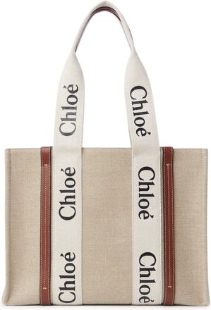 Chlo&eacute; WOODY LINEN TOTE BAG - Chloe - Woman