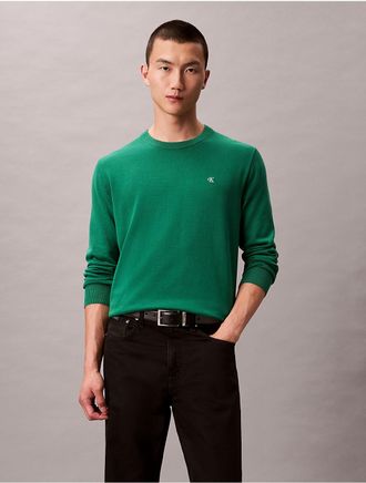 Calvin Klein Jeans Calvin Klein Mens Smooth Cotton Sweater - Green - XS