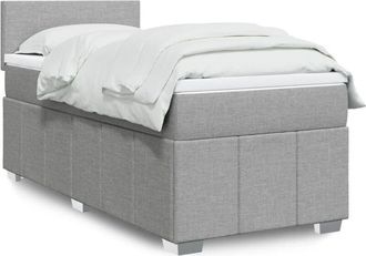 vidaXL Cama Box Spring Con Colch&oacute;n Tela Gris Claro 80x200 Cm Vidaxl