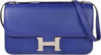 Herm&egrave;s Pre-owned Constance Schoudertas - Dames - Vintage Schoudertas - Blauw - ONE Size - Leer - Vintage