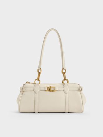 Charles & Keith Gwynne Metallic-Accent Elongated Shoulder Bag