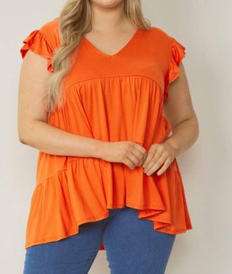 Entro Tiered Ruffle Babydoll Top In Orange