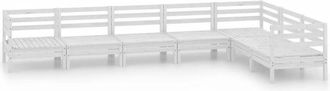 vidaXL Juego De Muebles De Jard&iacute;n 7 Piezas Madera Maciza Pino Blanco Vidaxl