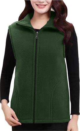 Generic Womens Fleece Gilet - Sleeveless Zip Up Stand Collar Vest, Bodywarmer, Ladies Windproof Outwear Waistcoat, Lightweight Oversized Coat, Fluffy Winter W