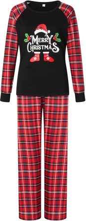 Generic Lady Pyjama Set Womens Pyjamas Tops and Pants Cosy Christmas Womens Pajama Set Holiday Home Furnishing Cotton Women Pajamas (Black, XXXL)