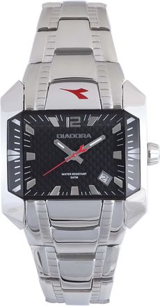 Diadora Womens Silver Stainless Steel Black Dial Watch - One Size