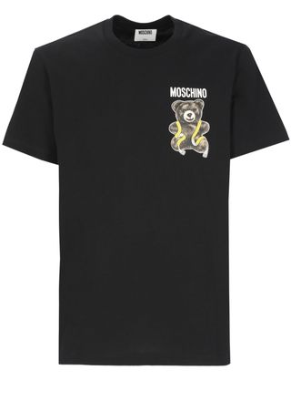 Moschino Black Short-Sleeve Teddy Bear Print Cotton T-Shirt