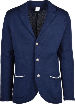 Eleventy Knit Blazer With Notched Lapels And Subtle Trim