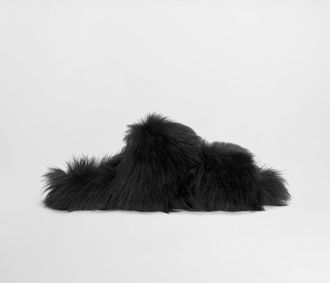 Dolce & Gabbana Shearling Slides - Woman Slides And Mules Black 36