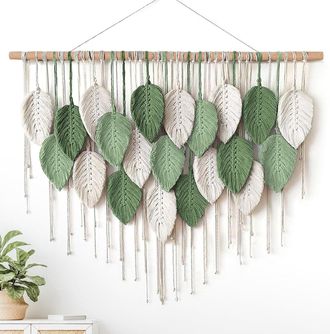 OEM Tapiz Bohemio De Macram&eacute; De Gran Tama&ntilde;o, Tejido A Mano, Con Borlas Y Un Motivo De Hojas. Decoraci&oacute;n De Pared Bohemia Para Dormitorio, Sala De Estar, G