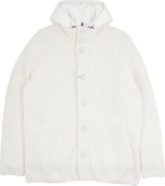 Herno Winter Jackets, male, White, Size: L Knitted Bomber Jacket