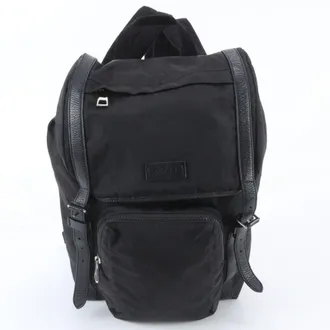 Gucci Black Leather Nylon Backpack Shoulder Bag (Pre-Owned)