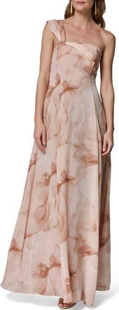 DKNY Floral Print Asymmetric Gown in Umbria Mul at Nordstrom, Size 12